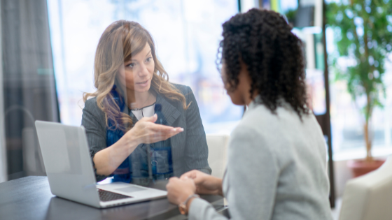 Two people in a discussion - LEAD Program leadership training course